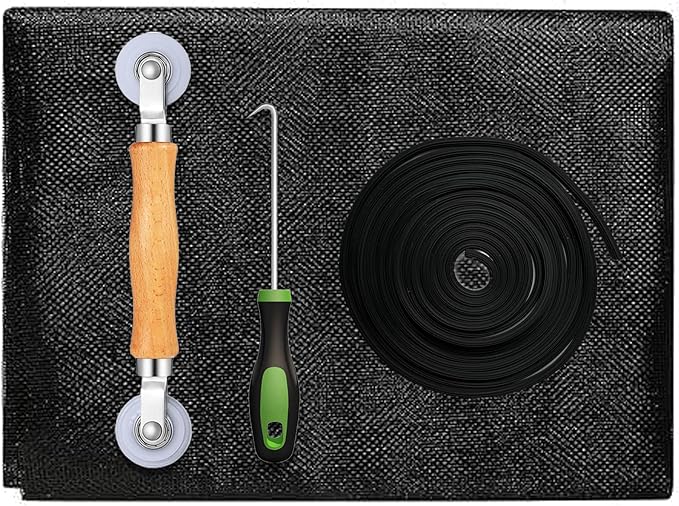 Window Screen Kit and Screen Door Repair Kit,48in x 120in Charcoal Fiberglass Mesh Includes Roller, Hook, Spline Window Door Patio and Porch Screen Replacement, Black