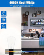 MASTERY MART 6 Pack Vintage Edison Bulbs, E26 Led Bulb 5.5W Equivalent to 60W, Dimmable, 4000K Cool White, High Brightness Antique ST19, Clear Glass