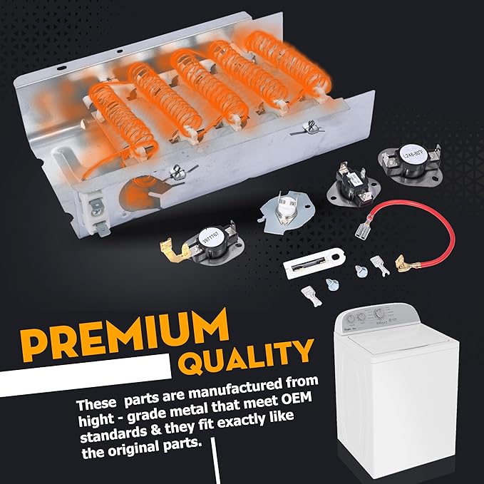 Dryer Heating Element Replaces For Whirlpool LER5620KQ1 LER4634JQ1 LER4634PQ0 LER7646EQ2 LER3624EQ1 LER4634EQ2 LER8858EQ1 WED5300VW0 WED4800XQ3 WED5100VQ0 LER4634EQ0 LER3624EQ0 LER4634JT0 Thermostat