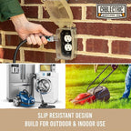 Heavy Duty Extension Cord 100 Ft, 12 Gauge Long Outdoor Extension Cord with 3 Prongs, SJTW Weatherproof Black 12/3, 15 AMP, Great for Major Appliances - Lighted Ends