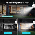 SOVMIKU WiFi Security Camera System, 【Plug-in Cable】 4PCS 3MP PT Outdoor Camera with 10" LCD Monitor, Motion Detection, Color Night Vision, 24/7 Record, 2-Way Audio, 8CH NVR, 2.4G WiFi