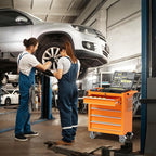 5-Drawer Rolling Tool Chest Toolbox, Rolling Tool Box with Wheels, Tool Chest with Keyed Locking System and Drawer Liners, Tool Box Organizer for Garage, Warehouse, Workshop(Orange)