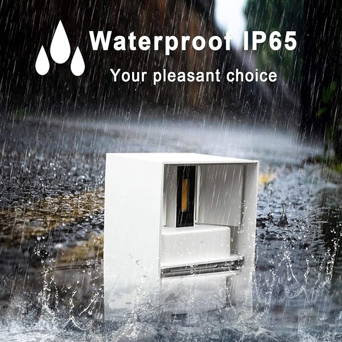 2 PCS 12W Outdoor Sconces Wall Lights LED Exterior/Interior Up and Down Lights IP65 Waterproof Modern Outdoor Lighting Fixtures Square Aluminum Exterior Wall Mount Light White 3000K Warm Lights