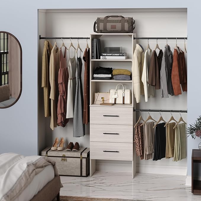 ClosetMaid SuiteSymphony 25-Inch Closet System Tower with (3) Drawers, and (2) Shelves, White Timber