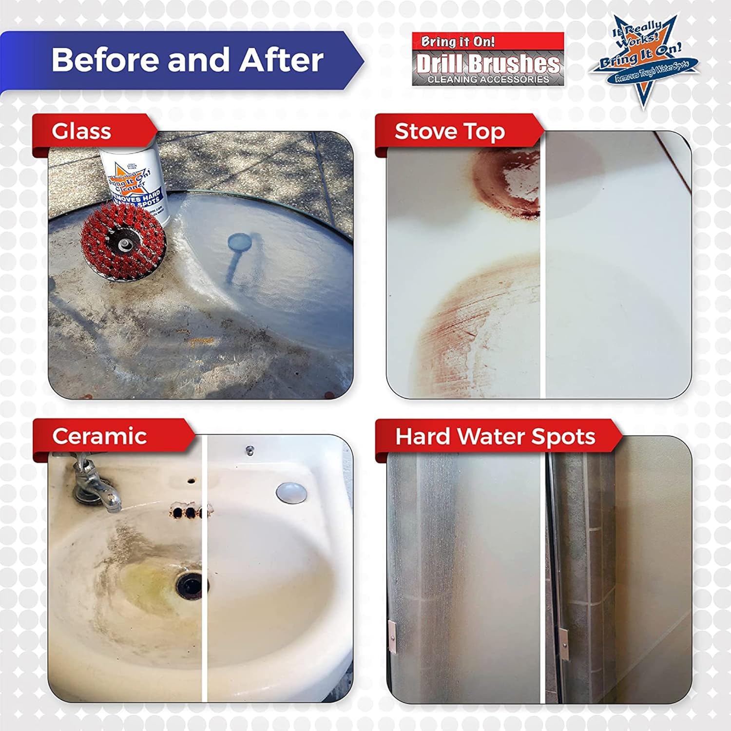 BRING IT ON! CLEANER Hard Water Stain Remover Sealant 16oz, Water Spots on Glass, Hard Water Buildup.