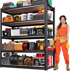 78"H Garage Shelving-2050 lbs 5 Tier Storage Shelves,Adjustable Heavy Duty Metal Shelving Unit and Storage Large Rack,Utility Steel Shelf for Warehouse Industrial Pantry Basement -78"x46"x20",Black
