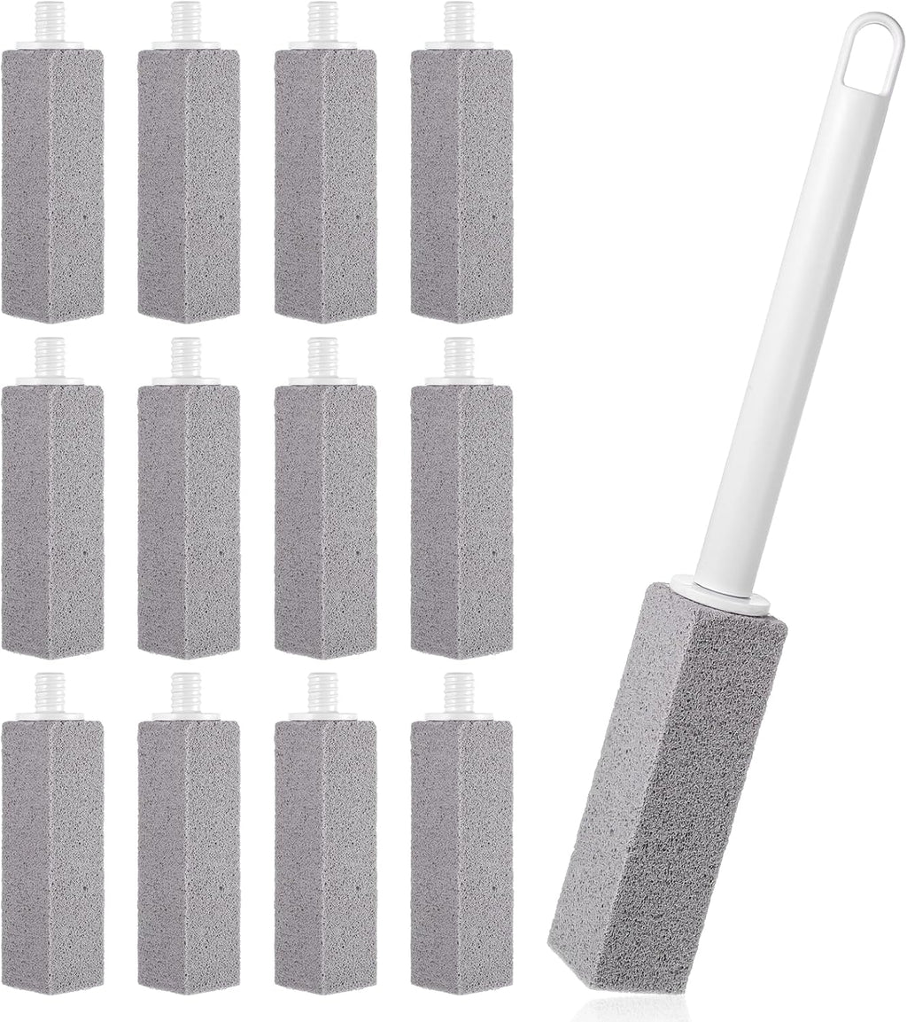 Pumice Stone Toilet Bowl Cleaner, 12Pcs Toilet Pumice Stone with 2pcs 13inch Extra Long Handle for Toilets, Bathroom, Kitchen, Sink, Pool, Tile, Grill