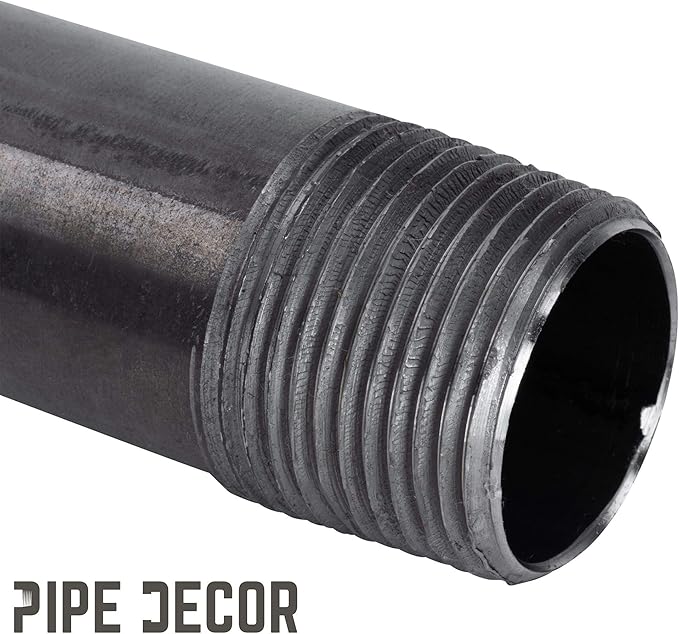 Pipe Decor 1/2” x 1” Malleable Cast Iron Pipe Close Nipple, Industrial Steel Grey Fits Standard Half Inch Black Threaded Pipes Nipples and Fittings, Build Vintage DIY Furniture, 10 Pack