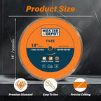 14" Continuous Rim Diamond Blade, Cutting Blade for Ceramic and Granite Tiles, Wet Cutting Blade with 7/8" Arbor Hole