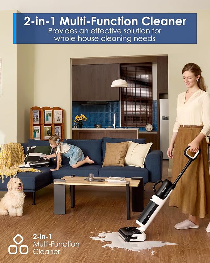 Tineco Wet Dry Vacuum Cleaners, Floor One Switch i5 Stretch Breeze 2-in-1 Cordless Vacuum for Multi-Surface, 20KPa Powerful Floor Cleaner Mop with Long Runtime