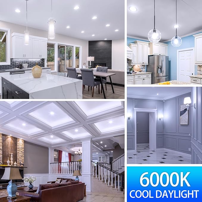 Energetic BR30 LED Recessed Light Bulb, 9W=75W, 6000K Cool Daylight, 900LM, Dimmable Ceiling Flood Light Bulb for Cans, CRI80+, 6-Pack