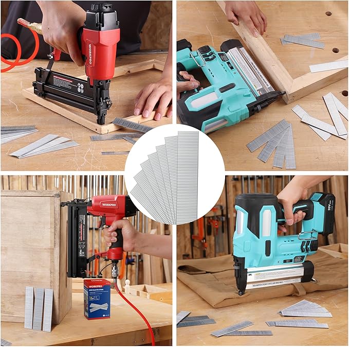 WORKPRO 1'' 18 Gauge Brad Nails, 6000 Count Finishing Nails, Universal Brad Nail Gun Nails for Pneumatic & Electric Brad Nailers