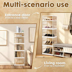 5-Tier Plastic Foldable Storage Cabinet with 3-Side Transparent Panels, Dust-Proof Lightweight Design, Built-in Wheels for Easy Mobility, Space-Saving, Foldable Multifunctional Storage Cabinet