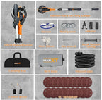 MAXXT Drywall Sander with Vacuum Dust Collection, 6 Variable Speed Foldable Telescopic Electric Wall Sander, Popcorn Ceiling Removal Tool, 1900RPM Power Sander Tool, LED Light, 18Pcs Sanding Discs