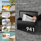 KYODOLED Wall-Mount Mailbox for House, Large Capacity Mail Box, Galvanized Steel Rust-Proof Metal Post Box, Mailboxes for Outside,15.7"x9.9"x4.9" Black