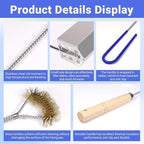 4 PCS Fryer Cleaning Tools with Deep Fryer Brass L-Shaped Brush, Deep Fryer Crumb Scoop, Deep Fryer Cleanout Rod, Long Handle Deep Basket Brush for Restaurants, Air Fryers, Deep Fat Fryers