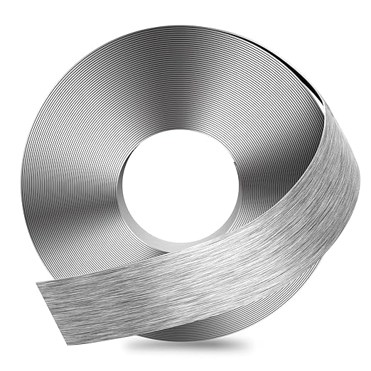 GSCIT Club Grey Silver Edge Banding, 2 Inch x 25ft Aluminum Brushed Edge Banding PVC Edge Trim for Cabinet Repair Furniture