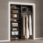 Modular Closet System, 43" Wide Closet Organizer System with Towers and Hanging, Wood Closet Tower Storage for Walk In Closets, Wall Mounted Wardrobe Organizer Kit System, Bedroom, Black