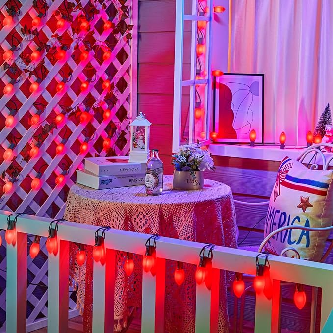 Brightown C9 LED Replacement Christmas Bulbs, 25 Pack Red Shatterproof C9 Bulbs, Waterproof Commercial LED Holiday Bulb for Christmas String Light, E17 Intermediate Base, Dimmable