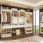 Unikito 75” Modular Closet System, Freestanding Closet Organizer with Hanging Rods and Drawers, Adjustable Clothes Garment Rack with Shoe Rack, Sturdy Walk in Closet Set for Bedroom, Mudroom, White