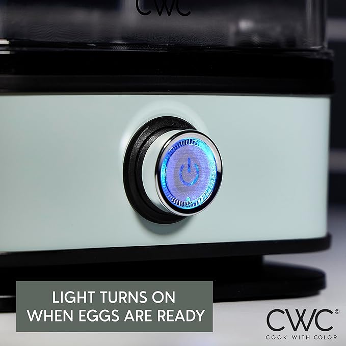 COOK WITH COLOR 6-Egg Capacity Egg Cooker – For Soft, Medium, Or Hard-Boiled Eggs, Rapid Cook Time, Auto Shut-Off & Boil-Dry Protection – Includes Tray, Measuring Cup & Lid – 210W Egg Maker, Sage