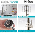 KRAUS Bolden Commercial Style 2-Function Single Handle Pull Down Kitchen Faucet in Spot-Free Antique Champagne Bronze/Matte Black, KPF-1610SFACBMB