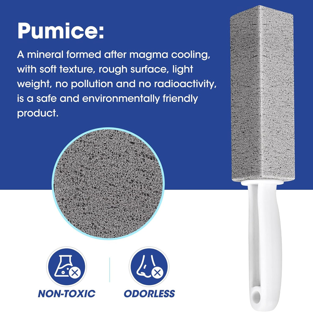 AZEN 10 Pack Pumice Stone for Cleaning, Pumie Scouring Stick with Handle, Pumice Stone Toilet Bowl Cleaner, Hard Water Stain Remover for Toilet, Bathroom, Kitchen Sink, Grill