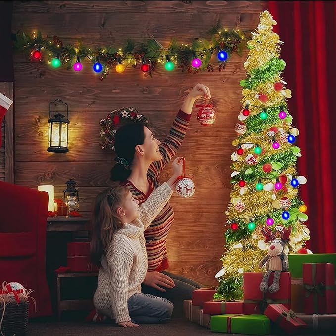 25 Pack G40 Frosted Multi-Color LED Replacement Bulbs, Shatterproof LED Globe Light Bulbs for Indoor Outdoor Christmas String Lights, 0.6W Energy Saving String Light Bulbs, E12/C7 Candelabra Base