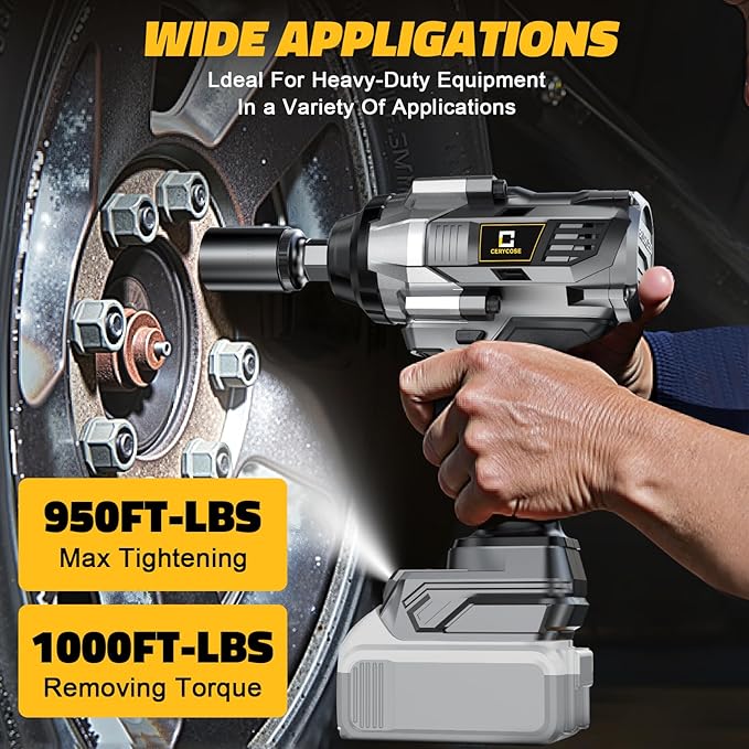 Cordless Impact Wrench 1000FT-LBS for Dewalt Battery, 1/2 inch Brushless Electric 1360N.m Impact Gun Includes LED Work Light, High Torque Impact Driver, Bare Tool Only