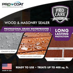 ProCare Premium Masonry and Wood Floor Sealer - Outdoor Waterproof Protectant for Concrete, Stone, Exterior Wood, Brick, Stucco - Weatherproof Clear Silicone Sealant - Made in The USA (1 Gallon)
