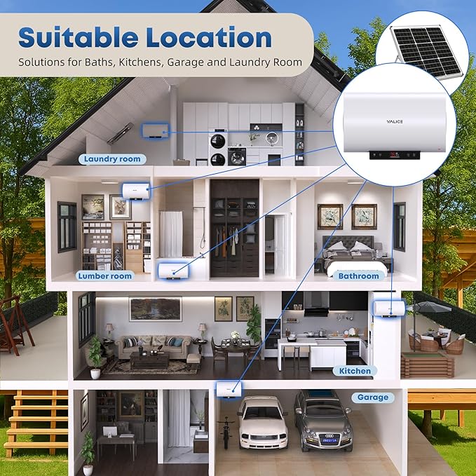 YALICE Water Heaters, Solar Power Water Heater Electric, 2200 Watts Hot Water Heater, 21 Gallons Electric Heater, without Solar Panel, YLS80GF