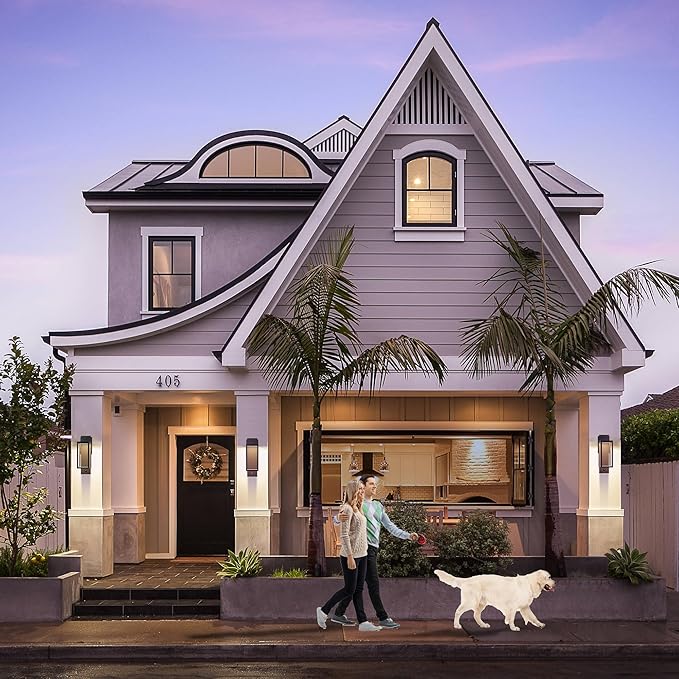 Dusk to Dawn Outdoor Wall Light with Built-in LED, 3 Adjustable Modes, All Aluminum Waterproof IP65 - Exterior Light Fixture for Porch, Garage, Front Door, House