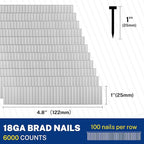 WORKPRO 1'' 18 Gauge Brad Nails, 6000 Count Finishing Nails, Universal Brad Nail Gun Nails for Pneumatic & Electric Brad Nailers