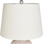 Nourison Home 23" Distressed Cream/Beige Rustic Ceramic Jar Table Lamp for Bedroom, Living Room, Dining Office, with Ivory Shade