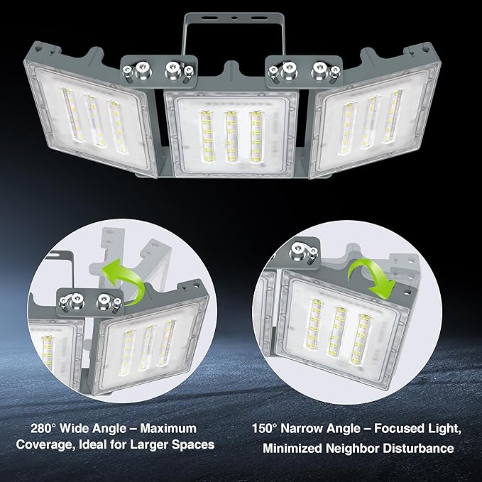 STASUN 2 Pack 150W LED Flood Lights, Mini Series Outdoor Floodlight, 15000LM 6000K Daylight White IP66 Waterproof 3 Adjustable Heads LED Exterior Flood Light for Yard, Driveway, Garage, Patio, Porch