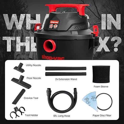 Shop-Vac 6 Gallon Wet/Dry Vacuum, 4.5 Peak HP Shop Vacuum with Blower, 1-7/8 Inch Diameter x 6 Foot Hose, 10 Foot Cord, Ideal for Jobsite, Garage, Workshop & Home
