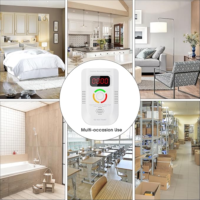 Carbon Monoxide Detectors Plug in, Portable CO Detector with LED Digital Display, Carbon Monoxide Alarm with Audible and Visual Alarm & Test Mute Button, CO Alarms Monitor for Home/Kitchen/Hotel