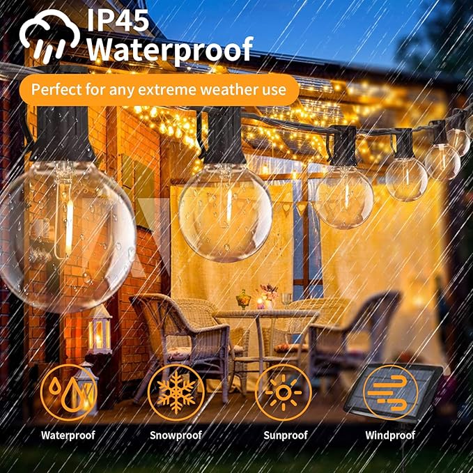 50pack G40 LED Replacement Light Bulbs 120V 0.6W E12 Screw Base Shatterproof Globe Bulbs for Outdoor String Lights Dimmable Edison Light Bulbs for Patio Decor, 2700K Warm White