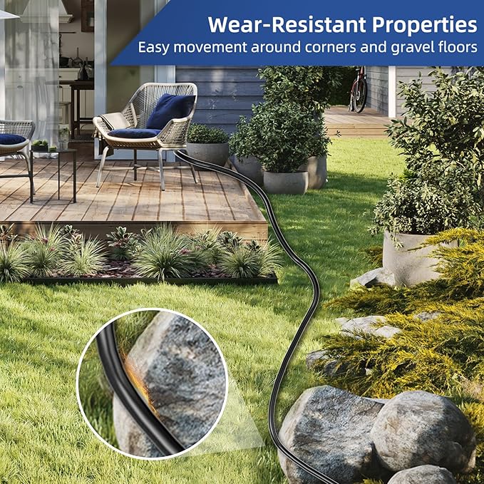 6 FT Outdoor Extension Cord Waterproof, Black, 3-Prong Power Cord, 16 AWG SJTW, 13A 1625W, Grounded, General Purpose Long Extension Cord for Lawn & Garden, ETL Listed