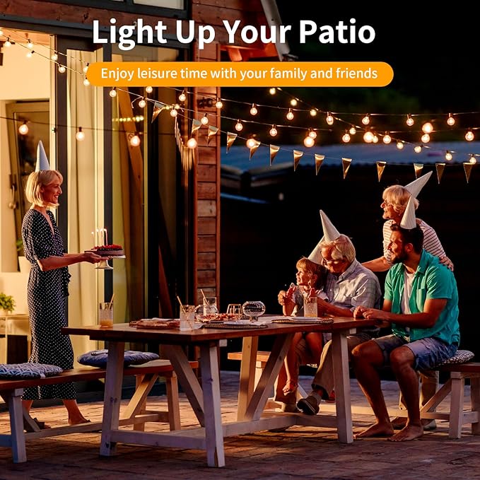 15pack G40 LED Replacement Light Bulbs120V 0.6 Watt E12 Screw Base Shatterproof Globe Bulbs for Outdoor String Lights Dimmable Edison Light Bulbs for Patio Decor, 2700K Warm White