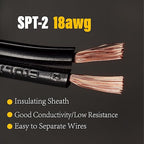 Extension Electrical Wire18/2 SPT-2W Bulk Lamp Cord, 300-Volt 18-Gauge, 50-feet Spool, Black,UL Listed