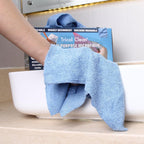 Tricol Clean Profesional Resuable Lint Free Microfiber Edgeless Cleaning Cloth 50PK Cleaning Rags,Absorbent Microfiber Wipes in Dispenser Box for Housekeeping, Car Cleaning (12 * 12 Inches) (blue1)