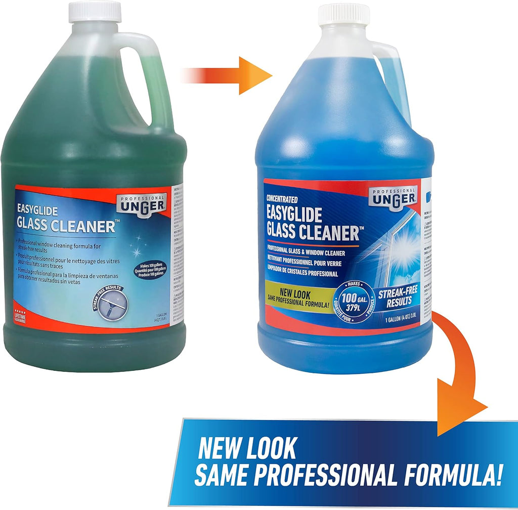 Unger Professional Streak-Free EasyGlide Glass Cleaner Concentrate, 1 Gallon, Ammonia-Free, Makes 100 Gallons of Solution, Safe for Tinted Windows, LOW-E, Windshields and Mirrors