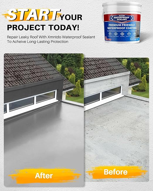 Polyurethane Waterproof Coating 1 Gallon for Indoor & Outdoor Use, Multi-Surface Crack & Leak Repair Coating, Durable Flexible Protective Roof Waterproof Sealant, Light Gray