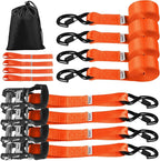 Tie Down Ratchet Straps with S Hooks Heavy Duty 4400 LB 1.5" x15' Lashing Appliance Moving Furniture Tow Rope Wheel, ATV,UTV,Dirt Bikes,Ladder Rack,Trailer,Boat,Truck Bed Accessories for Men Orange