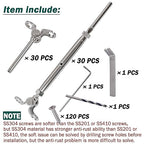 T316-Stainless Steel Adjustable Angle 1/8" Cable Railing Kit/Hardware for Wood Post，Marine Grade (30 Pack)