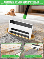 4-in-1 Baseboard Cleaning Tool with Extension Handle Baseboard Cleaning Brush 5 Reusable Pads 1 Stiff Bristle Brush Carpet Rake for Cleaning Baseboards Carpets Windows Walls Floors Bathrooms Kitchen