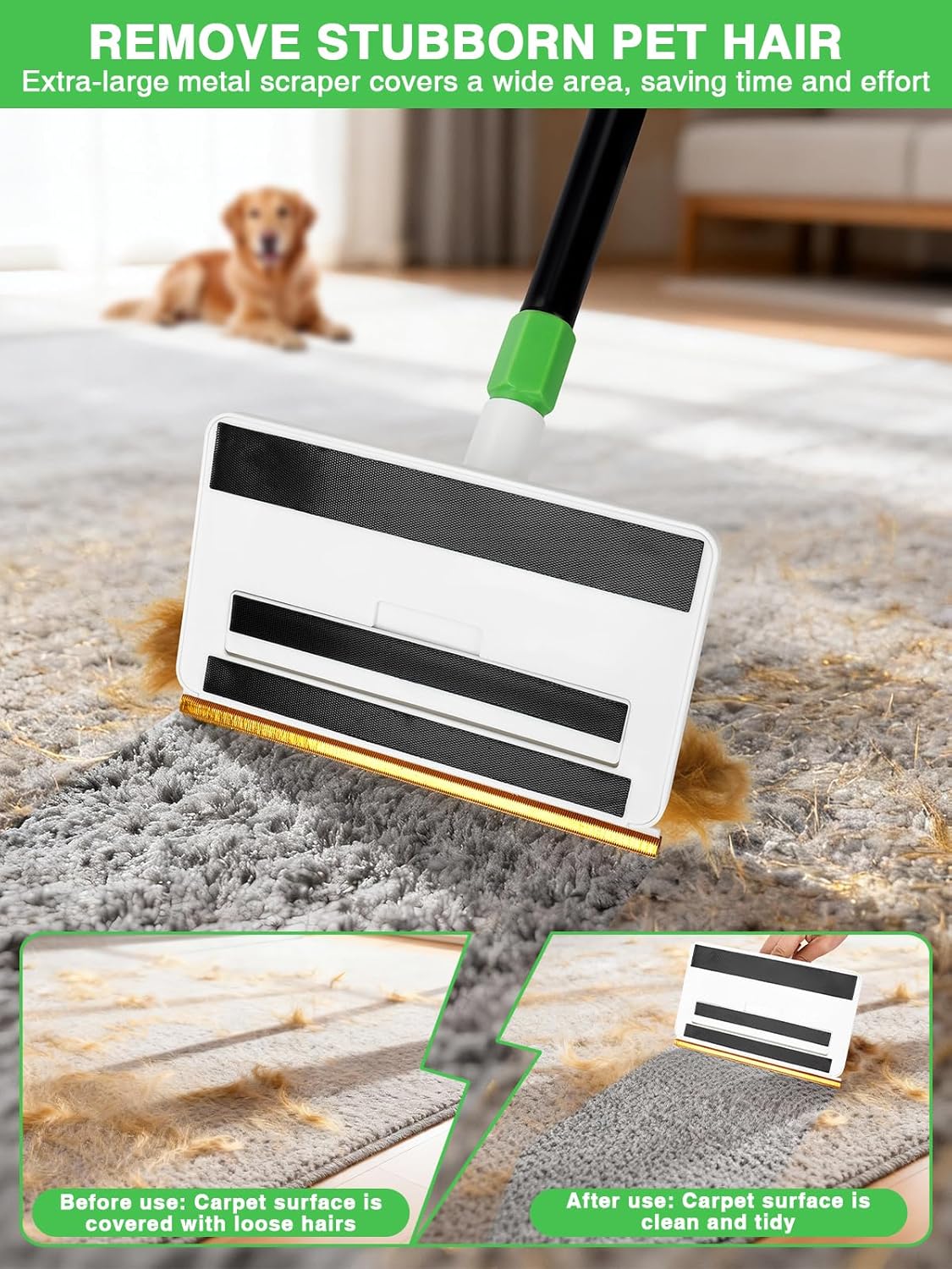 4-in-1 Baseboard Cleaning Tool with Extension Handle Baseboard Cleaning Brush 5 Reusable Pads 1 Stiff Bristle Brush Carpet Rake for Cleaning Baseboards Carpets Windows Walls Floors Bathrooms Kitchen
