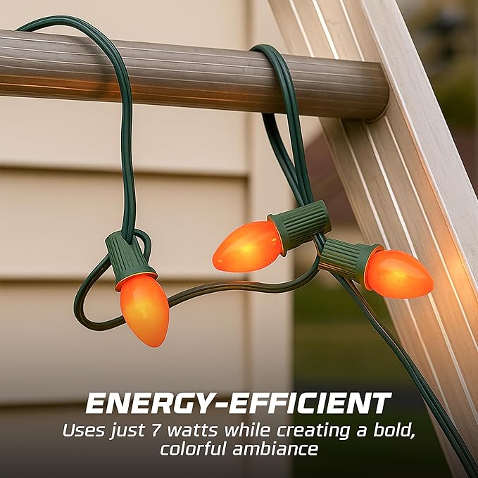 OHLECTRIC Halloween Light Bulbs (24 Pack –Orange), 7 Watt Mini Bulbs – E12 Candelabra Base, Non-Dimmable, 120 Volts – C7 Night Light Lamp Replacement Bulb for Salt Lamps, Window Candles, Holiday Decor