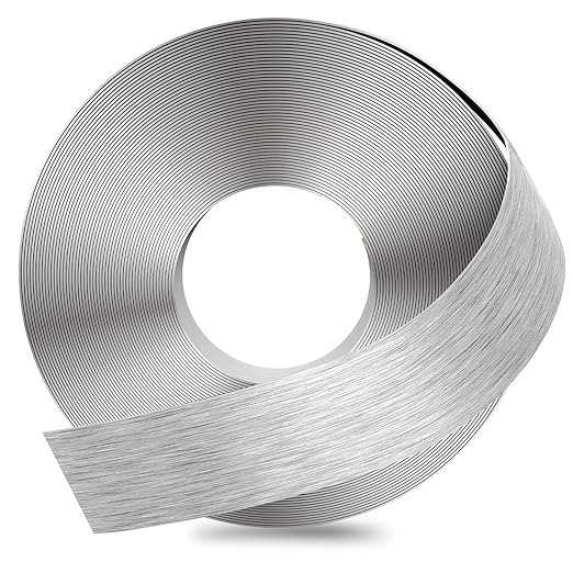 GSCIT Club Silver Edge Banding, 1 1/2 Inch x 100ft Aluminum Brushed Edge Banding PVC Edge Trim for Cabinet Repair Furniture